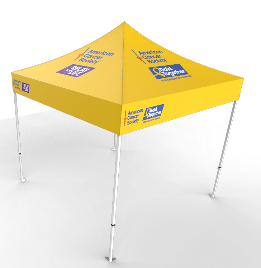 Gold Together and Relay For Life branded tent