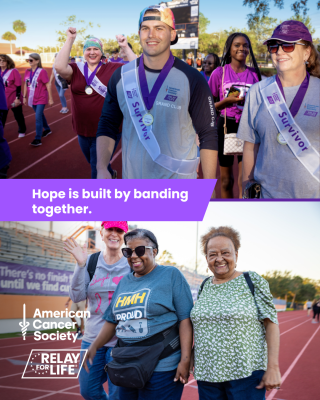 Give your support to a Relay team and you’ll provide
hope to people with cancer and their caregivers. Sign
up at RelayForLife.org/EVENTNAME to fight back
together! #RelayForLifeEVENTNAME